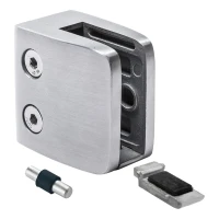 Support verre 8-12,76 mm 52x52x32 mm console et pin AISI 304 système plat satiné