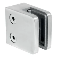 Fixation pour verre 45x45x26 mm, verre 6-10,76 mm, AISI 316, système plat, satiné