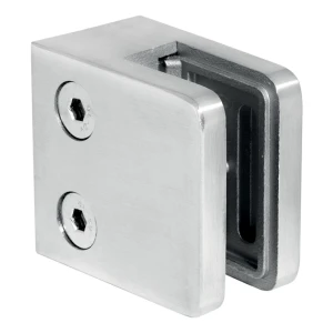 Fixation pour verre 45x45x26 mm, verre 6-10,76 mm, AISI 316, système plat, satiné