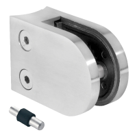 Support de verre 50x40x26 mm avec pin, verre 6-10,76 mm, AISI 304, système 42,4, poli