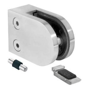 Support verre 6-12,76 mm 63x45x30 mm console et pin AISI 304 système plat satiné