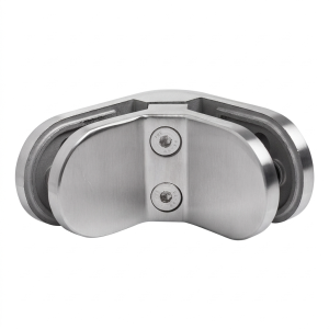 Support de verre 6-12,76 mm 90° ovale 82x45x30 mm pin AISI 304 satiné