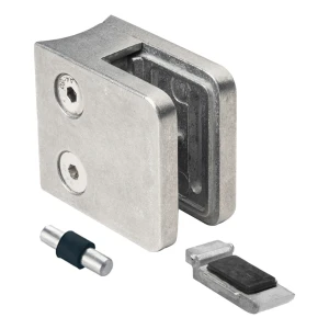 Support pour verre 6-10,76 mm 45x45x26 mm équerres et pin zamak système 42,4 mm brut