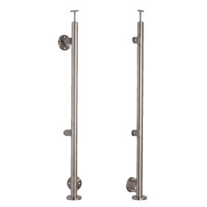 Poteau terminal gauche ø42,4x1230mm AISI304 fixation latérale satiné