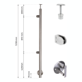 Poteau d'extrémité gauche ø42,4x1230mm AISI304 fixation latérale satiné 000-525 (2)