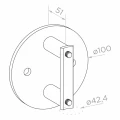 Poteau d'extrémité gauche ø42,4x1230mm AISI304 fixation latérale satiné 000-525 (5)