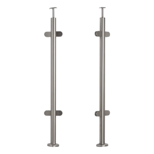 Poteau de balustrade intermédiaire Ø 42,4x1060/1102,4 mm/ 4 fixations pour verre