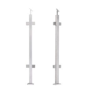 Poteau de balustrade intermédiaire 40x40x1060/1100mm 4 fixations pour verre AISI 304