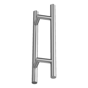 Poignée de porte double face ronde AISI 304 satinée – fixation 45° 200×300 mm