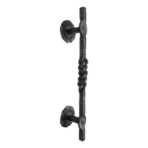 Poignée décorative en acier forgé H390 mm pour portails et portillons
