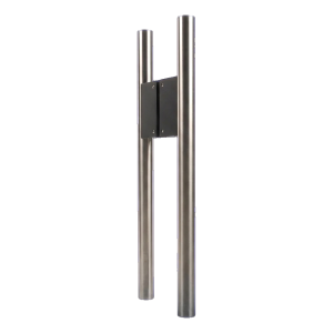 Poignée de porte double face ronde 30x500 mm – acier inoxydable AISI 304, support noir