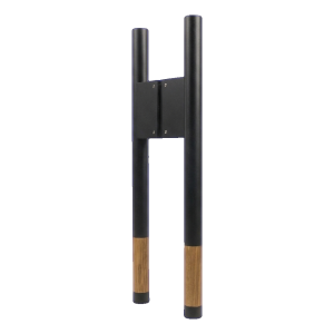 PSG poignée de porte double face ronde 90° noir mat avec bois de chêne 30×500 mm