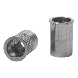 Rivet-écrou traversant M10 A2 – bride conique réduite, moletée, AISI 304