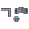 Kozza KE 100 – profilé U d'angle intérieur 90° pour balustrades entièrement vitrées, gris foncé 000-855 (4)