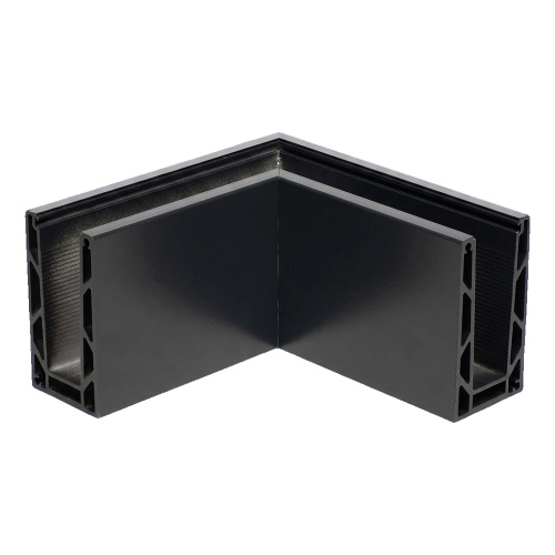 Kozza KE 100 – profilé en U d'angle extérieur 90° pour garde-corps tout verre, gris foncé RAL 7021 000-858 (1)