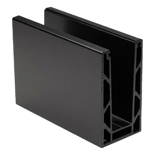Kozza KE 100 – profilé en U pour balustrades tout verre 5000 mm noir, fixation par le haut 000-861 (1)