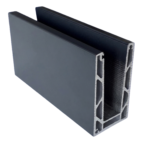 Kozza KE 100 – profilé en U pour balustrades tout verre 5000 mm gris foncé 000-862 (1)