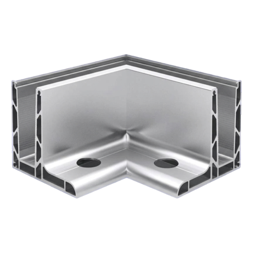 Kozza KE 105 – profil L d'angle 90° pour balustrades tout verre, extérieur, fixation longitudinale par le haut 000-866 (1)