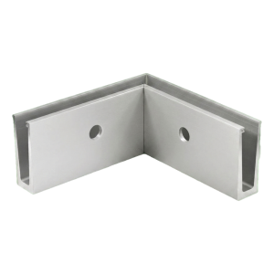 PSG profil en U d'angle intérieur 90° pour balustrades entièrement vitrées – montage latéral, aluminium brut