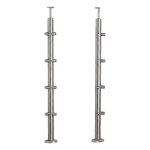 Poteau de balustrade d'angle PSG en acier inoxydable AISI 304 ø 42,4 mm H960 – montage au sol