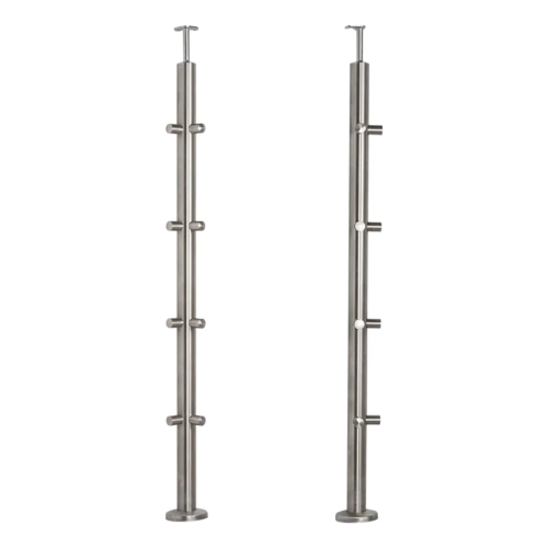 PSG poteau de balustrade d'angle en acier AISI 304 ø42,4 mm H1060 mm avec supports pour tubes ø12 mm 001-206 (1)