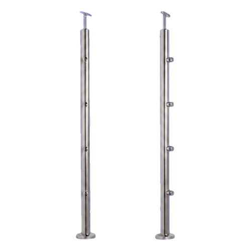 PSG poteau de balustrade passant Ø42,4 mm en acier inoxydable AISI 304 – 4 supports Ø12, montage au sol 001-207 (1)