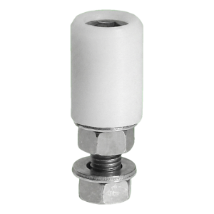 Rouleau guide de portail PSG FI 43 mm blanc avec fixation vissée M16