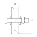 PSG Galet de guidage en V Ø 70×20 mm en acier galvanisé pour portail coulissant sur rail 001-295 (2)