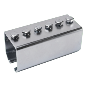 Connecteur PSG pour rails de portail suspendu 45×46 mm galvanisé avec vis