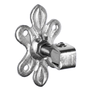 Charnière de portail réglable avec écusson décoratif M20 160×105×6 mm acier galvanisé